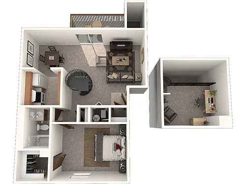 Floor plan One Bedroom Apartment with Loft