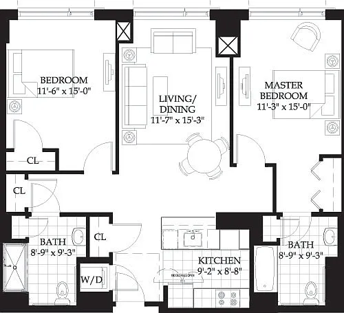 Floor plan Asteria Two Bedroom (5)