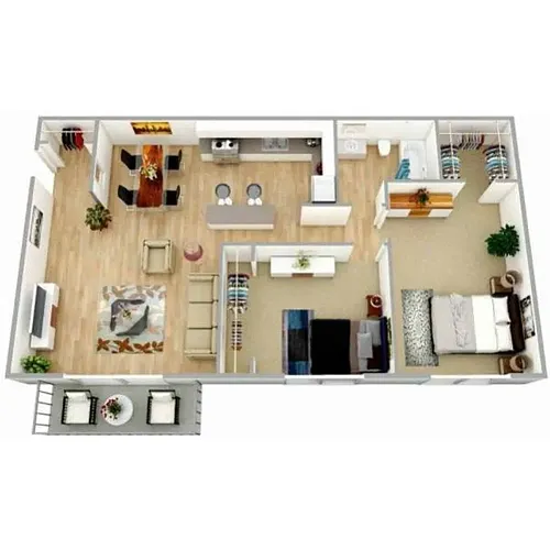 Floor plan 2 Bedroom 1 Bathroom