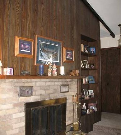 Woodburning fireplace in