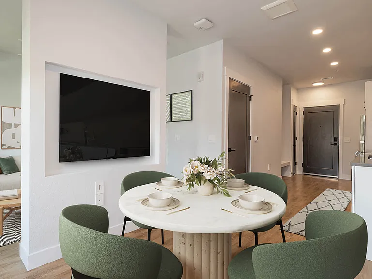 Living Area and Kitchen with Hard Surface Flooring