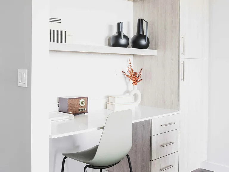 Apartment homes with dedicated workspaces are available.