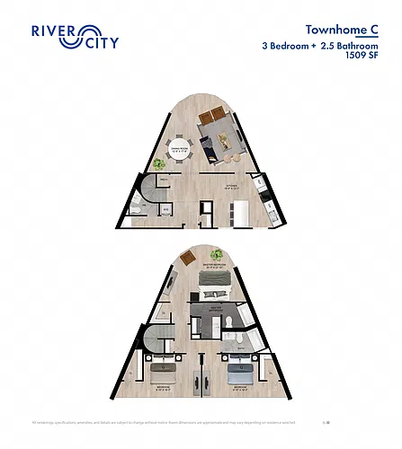 Floor plan 3 BR Townhouse Type C