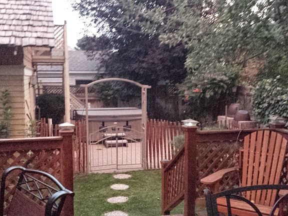 back deck to brick courtyard