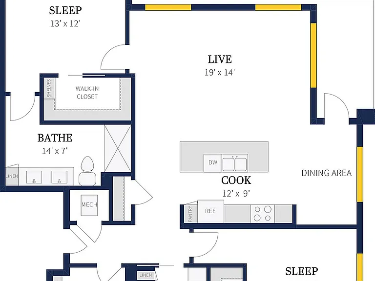 Floor Plan 2F | Arrabelle Apartments | Apartments in Cedarburg, WI Floor Plan 2F | Arrabelle Apartments | Apartments in Cedarburg, WI