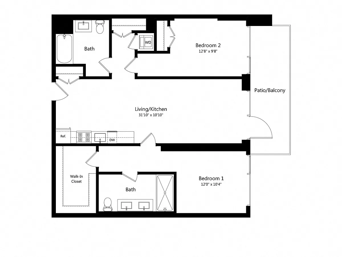 Floor plan 2 Bedroom - 2 Bath | B09