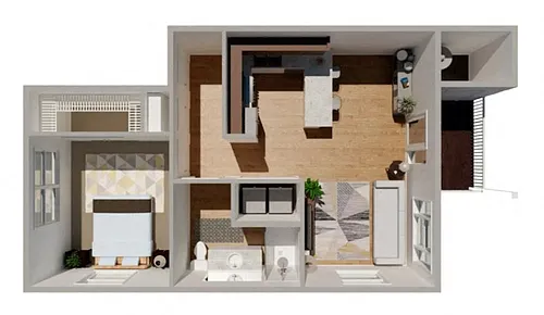 Floor plan 1 Bed 1 Bath