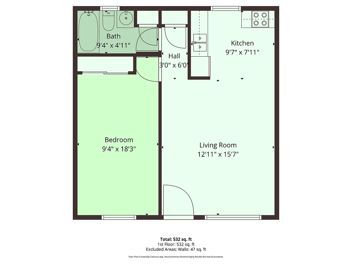 Floor plan One bed - 552sqft