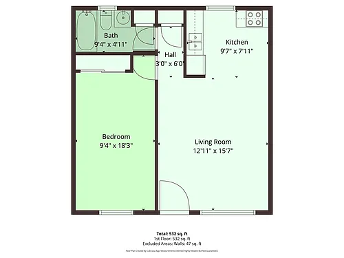 Floor plan One bed - 552sqft