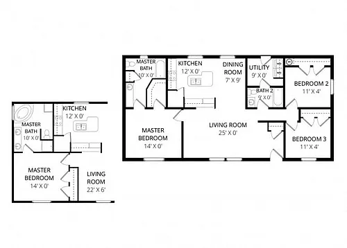 Floor plan 3 Bedroom Doublewide