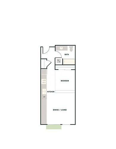 Floor plan Studio, 1 Bath - West Apt G