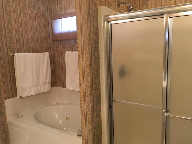 Master bath showing tub with jets & shower