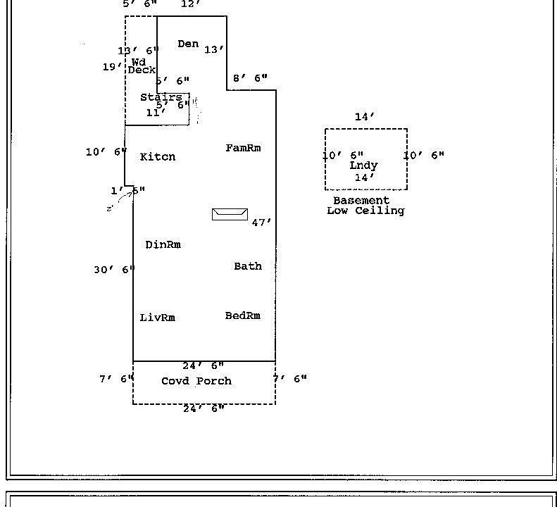 Floorplan sketch showing original home plus newer rear addition.