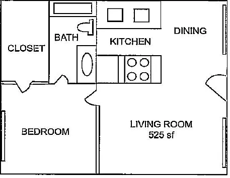 Floor plan 1x1 Small