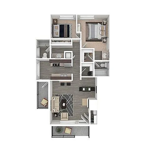 Floor plan Two Bedroom Two Bath B