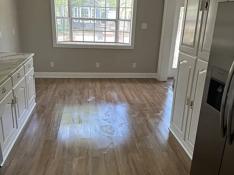 Kitchen looking into dining area