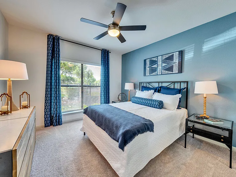 Spacious bedrooms with ceiling fans
