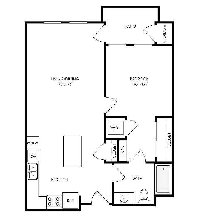 Floor plan 1A 770 Sq Ft