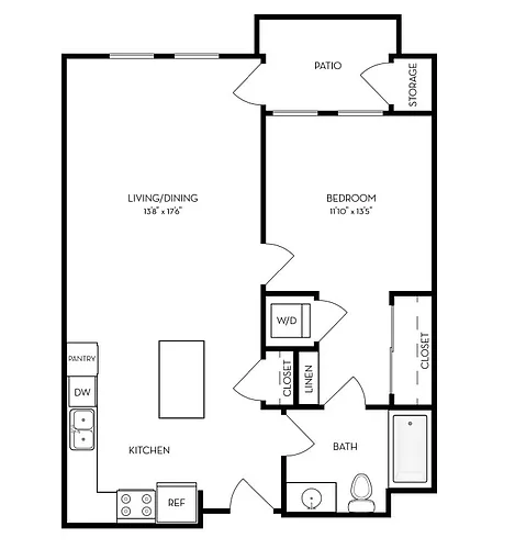 Floor plan 1A 770 Sq Ft
