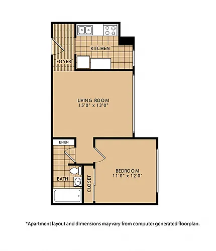 Floor plan 1x1 Renovated