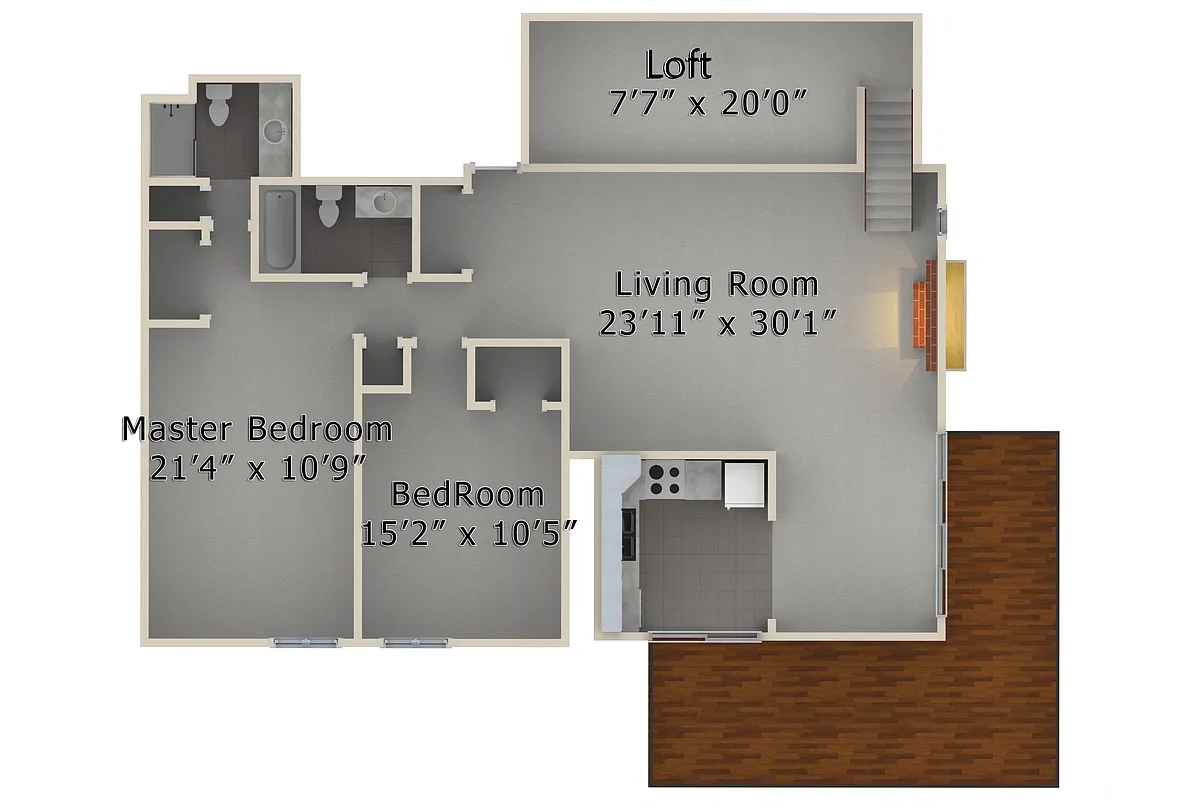Floor plan 2 Bed 2 Bath Loft