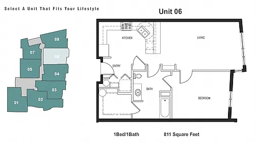 Floor plan 1x1 W/D