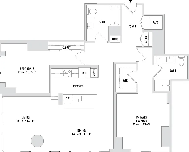 Two Bedroom B12 - 1302 Sq. Ft. - Residences 4209-5509 Two Bedroom B12 - 1302 Sq. Ft. - Residences 4209-5509