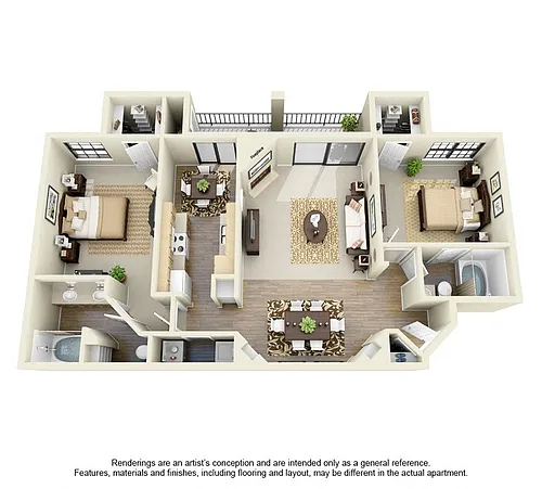 Floor plan 2 Bed 2 Bath - B
