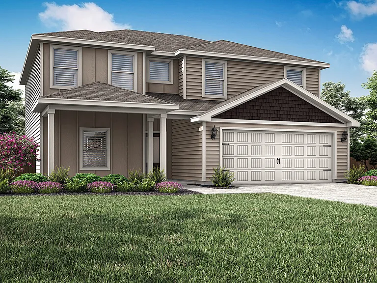 The two-story Chatuge has an extended covered front porch.