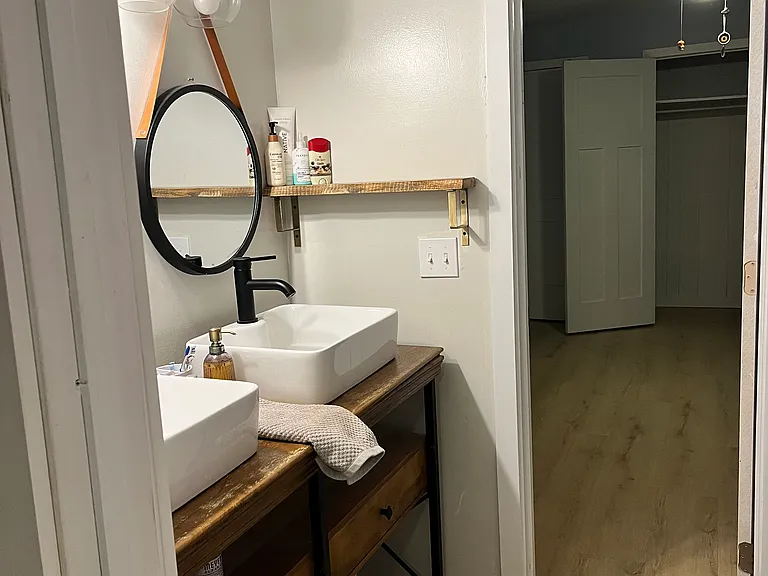 Jack and jill bathroom with double vanity