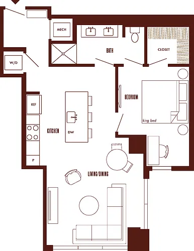 Floor plan 1 Bed/1 Bath-A10