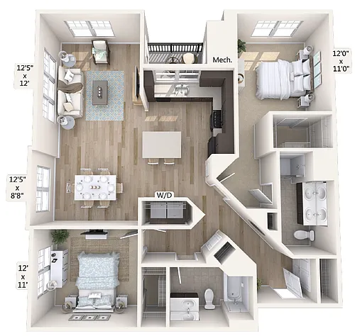 Floor plan B4-1279sq-Black-5127
