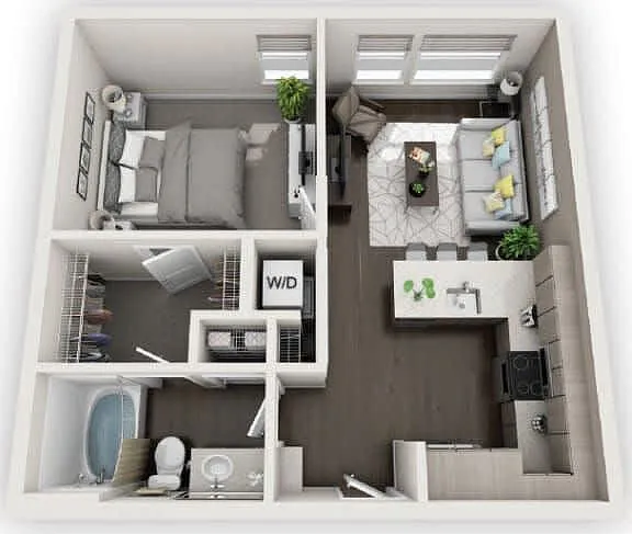 Floor plan One Bed One Bth A1
