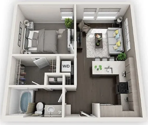 Floor plan One Bed One Bth A1