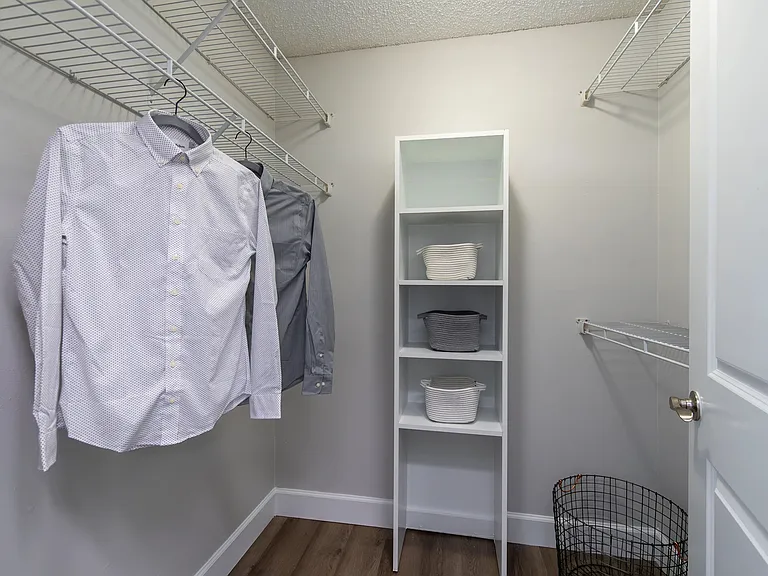 Our extra-large closets offer plenty of organization for your wardrobe and accessories.