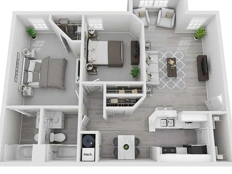 A photo of our 2x2 floor plan, The Evergreen.