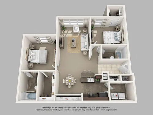 Floor plan Two Bedroom Two Bath