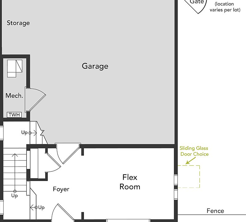 A view of the first floor and garage area