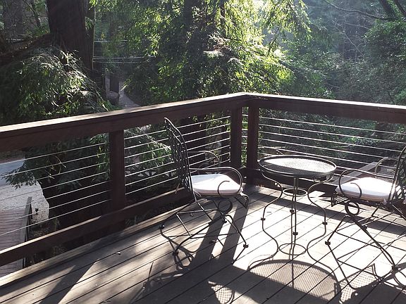 Cottage deck, stream below