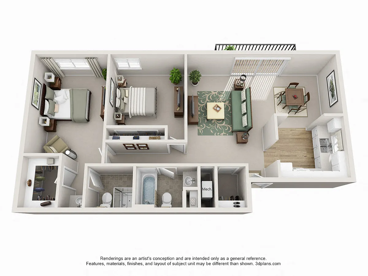 Floor plan 2 Bedroom 2 Bathroom