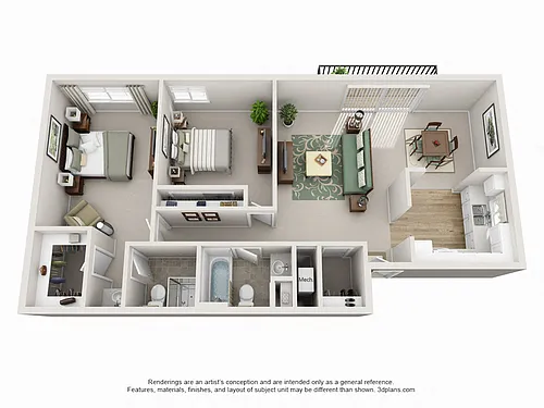 Floor plan 2 Bedroom 2 Bathroom