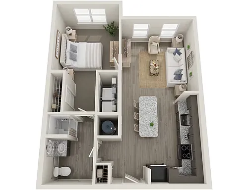 Floor plan 1 Bed 673 sf
