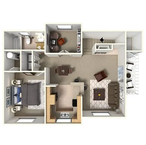 Floor plan 1 Bedroom, 1 Bathroom