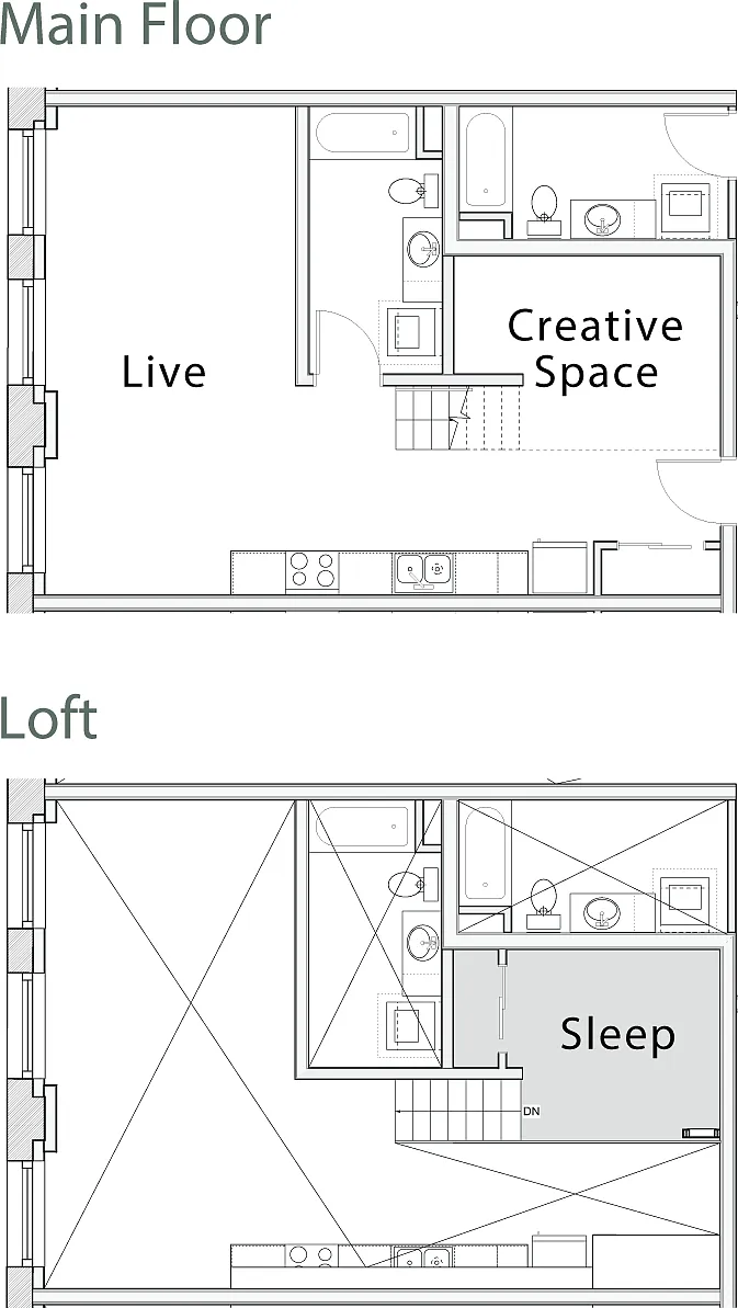Floor plan 1 Bedroom Loft C