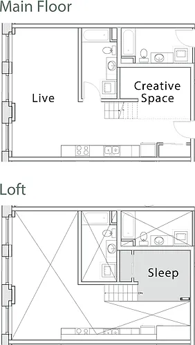 Floor plan 1 Bedroom Loft C