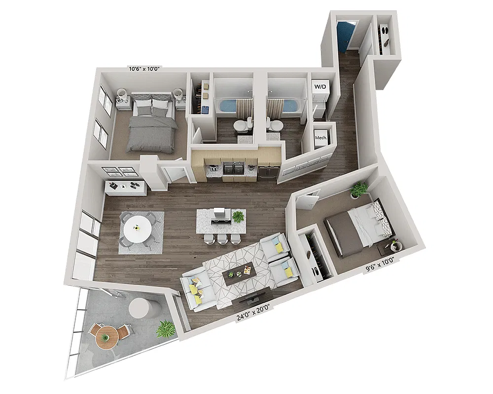 Floor plan Two Bedroom B2H