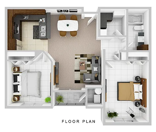 Floor plan 2 Bed 1 Bath