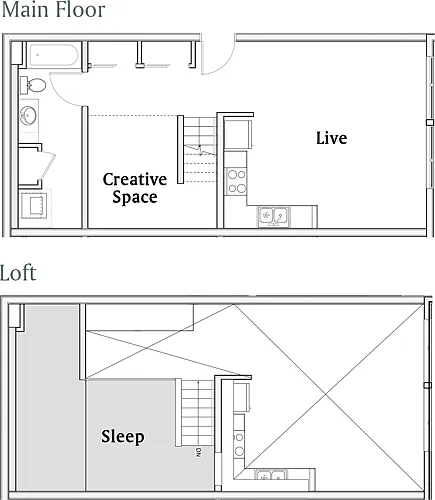 Floor plan 1 Bedroom Loft E