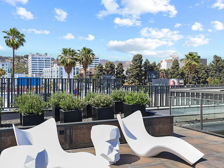 Rooftop Entertainment Area with Views of Hollywood