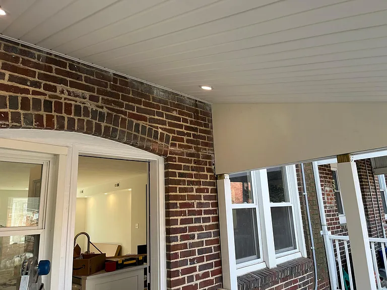Lighting on covered patio.